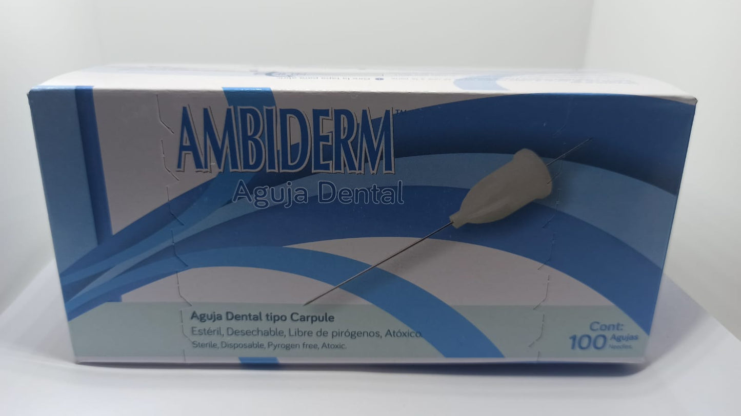 AGUJA EXTRA CORTA DENTAL AMBIDERM 30G 0.4X10 MM C/100 PZS