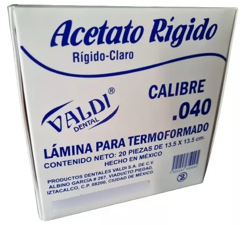 ACETATO RIGIDO NO.40 VALDI POR UNIDAD